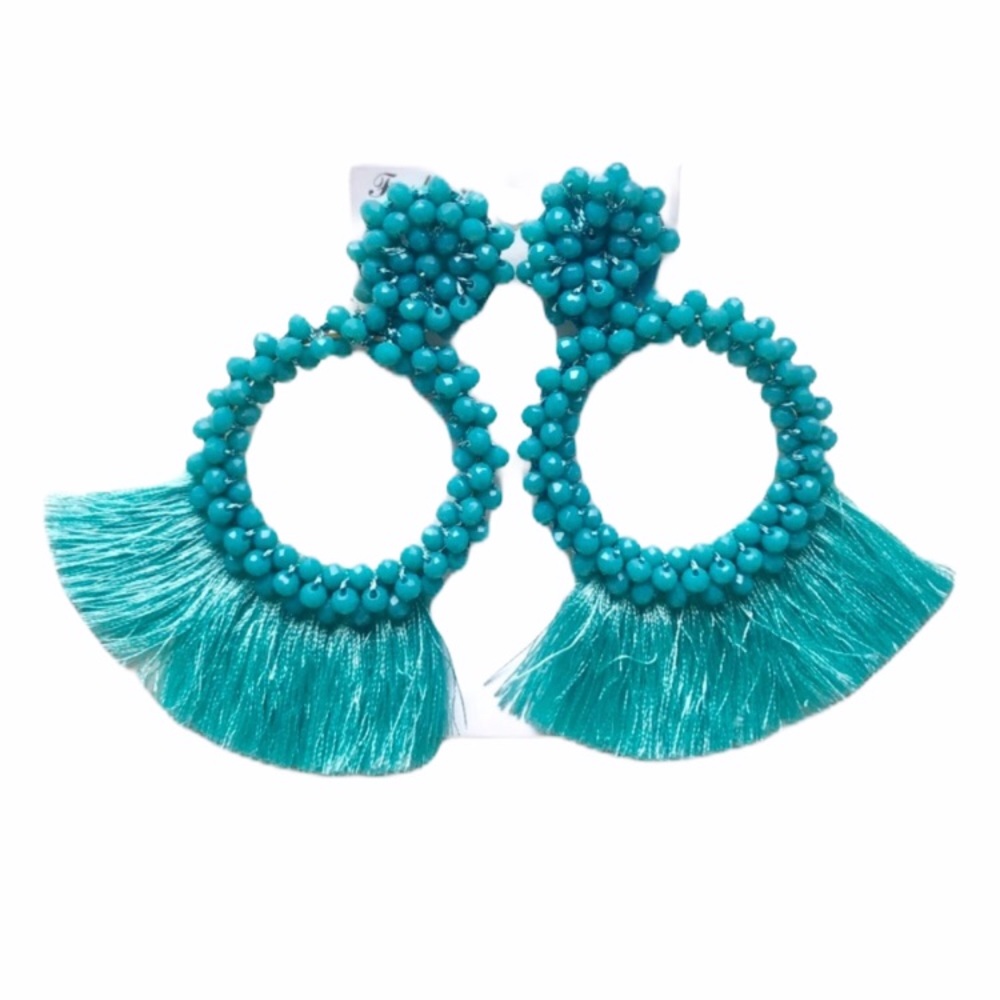 🐬3 / $20🐬❗️ Tassel turquoise earrings - Picture 3 of 4